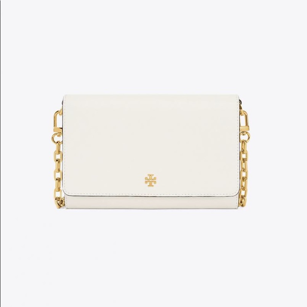Tory Burch White Robinson Chain Wallet Crossbody